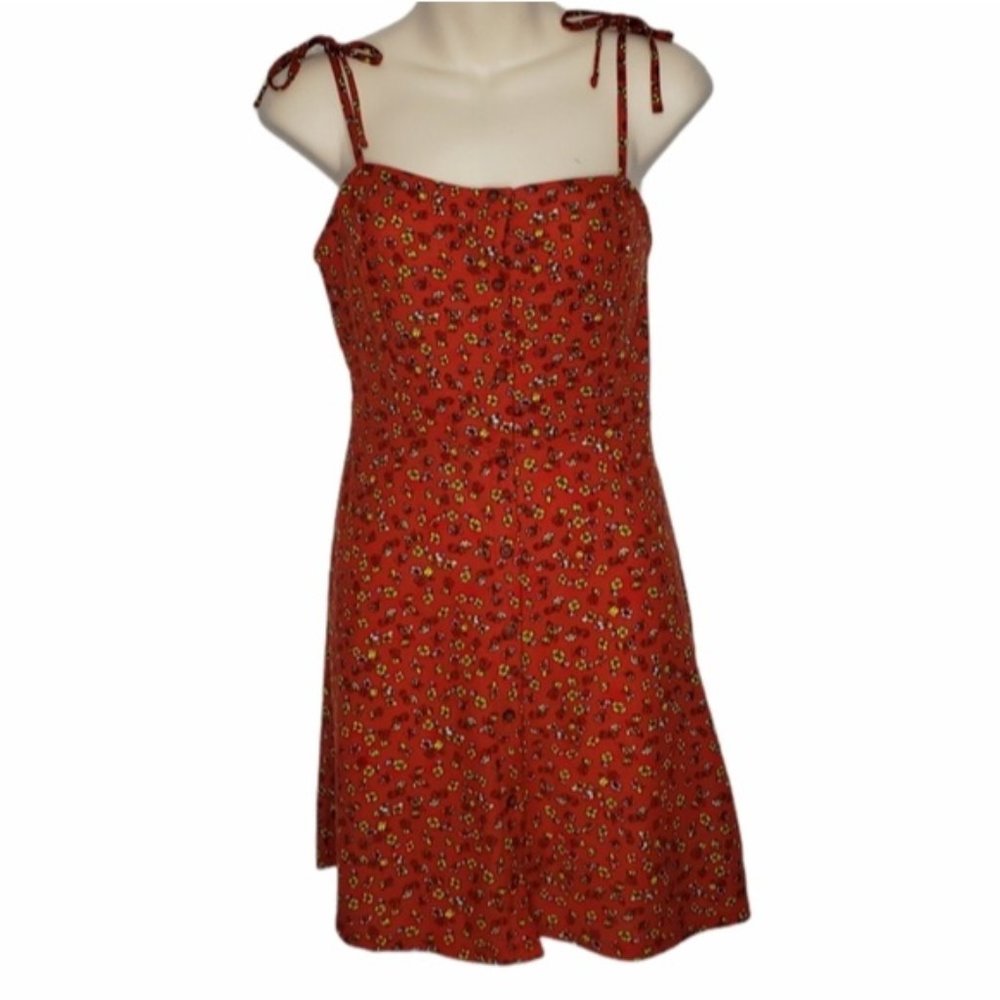 TOPSHOP floral button down mini dress size 8